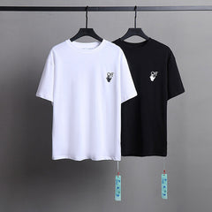 OFF WHITE Black And White Printed Arrow Pattern T-Shirts