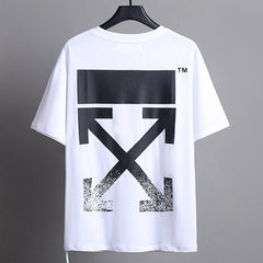 OFF WHITE Black And White Printed Arrow Pattern T-Shirts