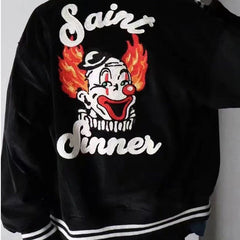 Saint Michael Joker Embroidered Corduroy  Baseball Jacket