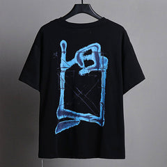 OFF WHITE Blue Arrow Pattern T-Shirts