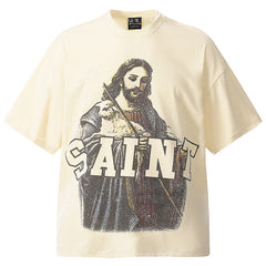 Saint Michael Jesus Oil Painting Print T-Shirts