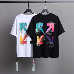 OFF WHITE Cartoon Color Spelling Arrow Pattern T-Shirts