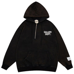 Gallery Dept Classic letter print hoodie half zip Hoodie