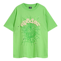 Sp5der Green Foam Printing High Weight T-Shirt Green