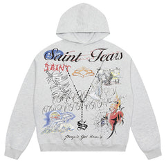 SAINT MICHAEL Cartoon Pattern Printed Hoodies