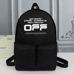 Off White Black in Canvas with Shell Logo Backpack