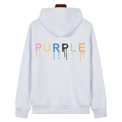 Purple Brand Logo Pattern Printed Hoodie