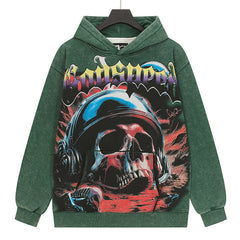 Godspeed Skull Pattern Printed Hoodie