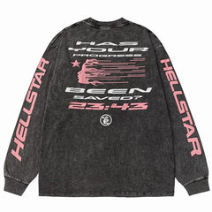 Hellstar Human Cross Letter Print Long Sleeve Tee