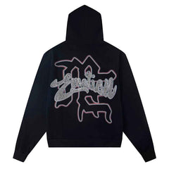 MIXED EMOTION Black Rhinestone Hoodie