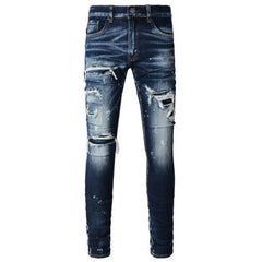 Amiri Side Straight Strips Rips Skinny Jeans #6905