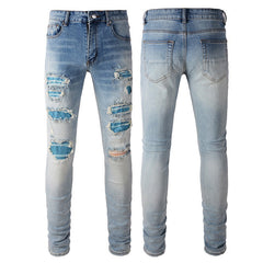 Amiri Side Straight Strips Rips Skinny Jeans #6566